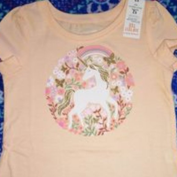 NEW baby girl t-shirt, floral unicorn, 12 month, brand - jumping beans k-214 - Picture 2 of 2